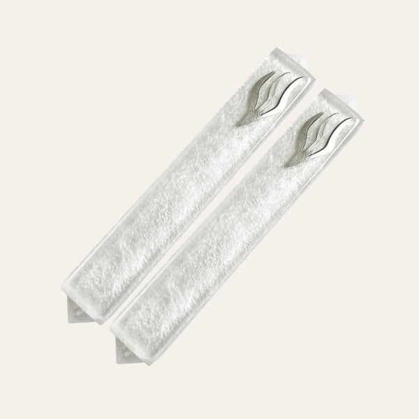 Epoxy Mezuzah in a Solid White with a Gold accent ( Set of 2 )
