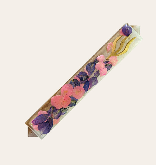 Flower Peddles Mezuzah With Gold accents - Handmade Judaica Mezuzah Case - Handmade Epoxy Mezuzah - Jewish Gift - Jewish Epoxy Art 9