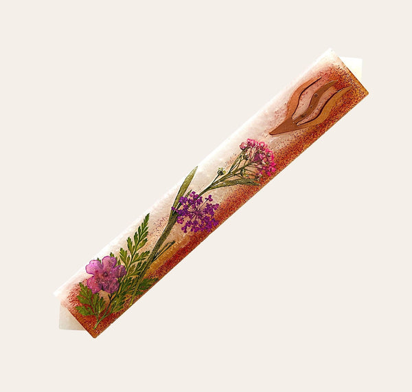 Red Glitter and White Dried Flower Mezuzah With Rose Gold accents - Handmade Judaica Mezuzah Case - Handmade Epoxy Mezuzah Gift - Jewish Art 7