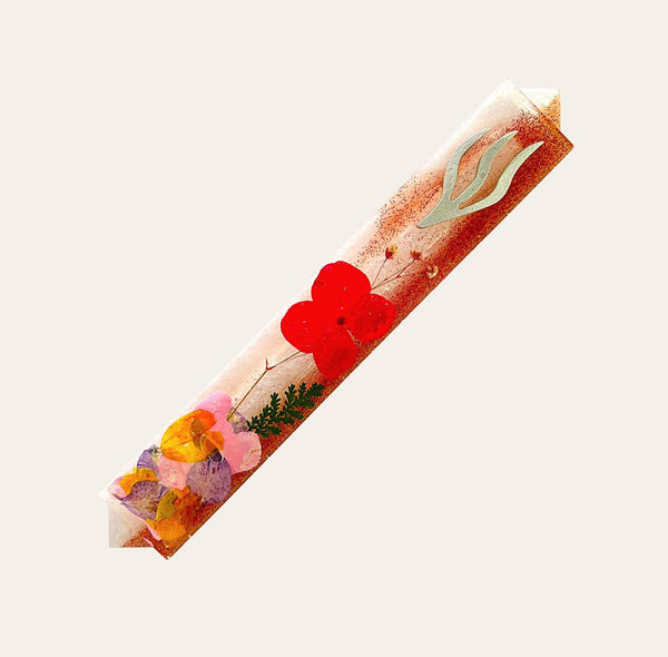 Red, White and Glitter Dried Flower Mezuzah With Silver accents - Handmade Judaica Mezuzah Case - Handmade Epoxy Mezuzah Gift - Jewish Art 6