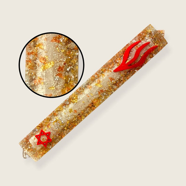 Epoxy Mezuzah in Gold and Silver Metal Flakes
