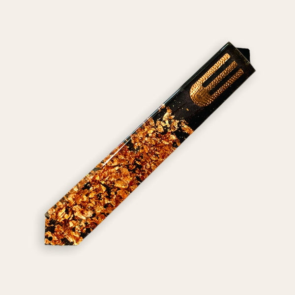 Epoxy Mezuzah in Deep Red Gold and Rose Gold Metal Flakes