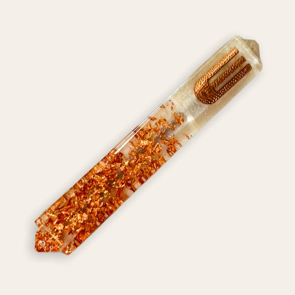 Epoxy Mezuzah in Pearl White with Rose Gold Metal Flakes