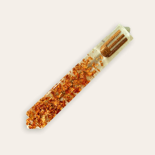 Epoxy Mezuzah in Pearl White with Rose Gold Metal Flakes