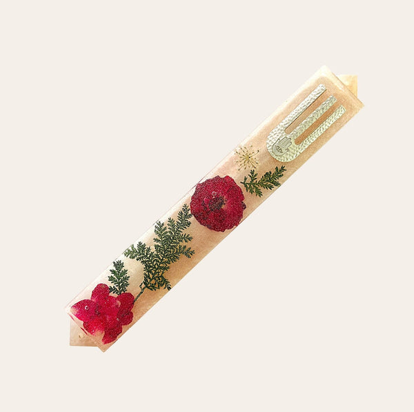 Epoxy Mezuzah in Pearl tones with Preserved Flowers