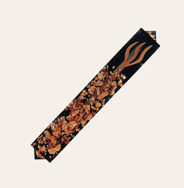 Epoxy Mezuzah in Black with Rose Gold Metal Flakes