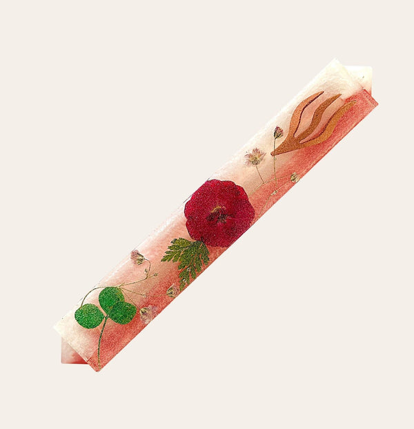 Epoxy Mezuzah in Pink & Pearl White with Preserved Flowers